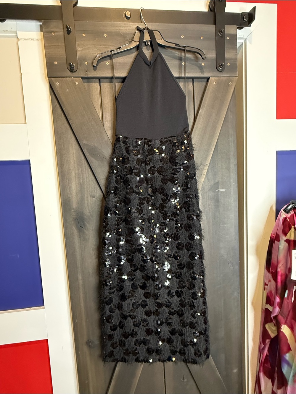 Zara SEQUIN KNIT HALTER DRESS